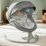 Baybee Electric Baby Swing with Adjustable Speed & Soothing Music | Baby Relaxing Swing Jhula with Mosquito Net, Safety Belt & Removable Toy | Rocking Function Cradle for New Born Babies (Grey)