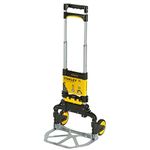 Stanley SXWT-FT501-SP, Folding Hand Truck with 60 kg Capacity, Polypropylene Portable Dolly Push Cart with Telescopic Handle and Foldable Wheels, Yellow and Black, (40 x 41 x 100 cm)