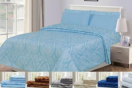 Lux Décor Paisly de lit Taille 1800 Series égyptien Ensemble de drap de lit de qualité, Microfibre, bleu, King