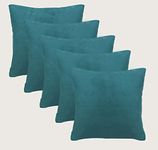 Amazon Brand - Umi Velvet Decorative Cushion Cover 24x24 Inch - Set of 5, Soft Solid Square Throw Pillow Covers for Sofa, Living Room or Home Decor - 60x60 cm in Deep Teal Color