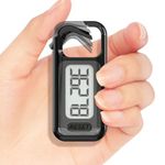 Simple Walking 3D Pedometer, Portable Carabiner Step Counter, Steps Tracker with Neck Lanyard for Seniors Men Women (Black)