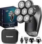 KENSEN 5 in 1 Bald Men's Electric Head Shaver, 7D Floating Heads, USB Charging, LED Display, Waterproof, Black (Black)