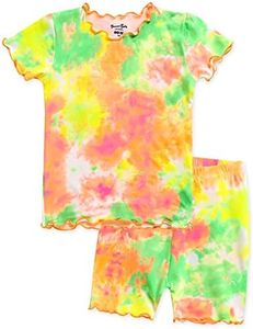 VAENAIT BABY Girls Boys Pajamas Sleepwear Short Summer Pjs 2pcs Set Tiedye-Shirring Noenorangegreen-Short XS