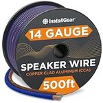 InstallGear 14 Gauge AWG 500ft Speaker Wire True Spec and Soft Touch Cable - Blue/Black (Great Use for Car Speakers Stereos, Home Theater Speakers, Surround Sound, Radio)