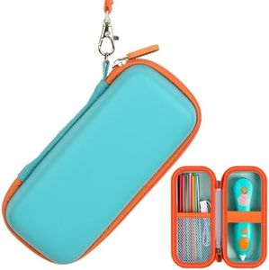 GWCASE DIY Case Compatible with 3Doodler Start+ Essentials 3D Printing Pen for Kids, Aviation Element Decoration Travel Organizer Carryer for Filament Refill Packs, Charger (Box Only)- Green & Orange