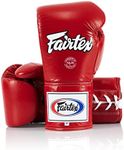 Fairtex BGL6 Handmade Leather Gloves| Optimal fist Closure with a Locked-Thumb Design| Premium Leather |Triple-Layered Foam |Lace-up Closure. Ideal for Boxing, MMA, and Kickboxing.(Red/16oz)