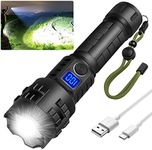 Super Bright Flashlight High Lumens Rechargeable, 100000 Lumen Xhp70.2 Powered Led Flashlights Brightest Flash Light, AHHZDZQ Powerful Handheld Tactical Flashlights for Camping, Emergency