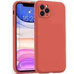 DEENAKIN iPhone 11 Pro Case with Screen Protector,Enhance Camera Protection,Soft Flexible Silicone Gel Rubber Bumper Cover,Slim Fit Shockproof Protective Phone Case for iPhone 11 Pro 5.8" Coral