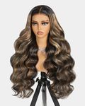 MEGALOOK 210% Density Highlight Ombre Ready to Go Glueless Wigs Human Hair Pre Cut 5x6 HD Lace Front Wig 12A Balayage Wear and Go Body Wave Wig Real Pre Plucked Bleached Tiny Knots Wig 1b/27 24 Inch