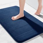 Hafaa Memory Foam Bath Mat – 50 x 80 cm Navy Extra Soft & Comfortable Non Slip Bathroom Mat Washable Super Absorbent Shower Mats