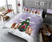 GC GAVENO CAVAILIA Xmas Gypsy Vanner Horse Duvet Set Single Soft & Cosy Decorated Christmas Tree Quilt Cover Reversible Geometric Bedding With Pillowcase