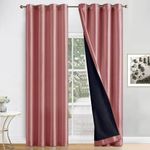 ThinkArtDecor Blackout Curtains 9 feet Long Set of 2, Room Darkening Thermal Insulated Solid Long Door Curtains with Velcro Tie Backs, Dusty Rose