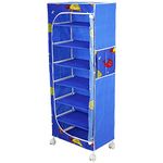 Little One's 7 Shelves Baby Foldable Wardrobe | Aquatic Blue (Made In India) - Fabric