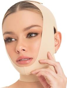 M&D Face Slimming Chin Strap Lipo Compression Garment Mentonera Postquirúrgica Facial Beige L