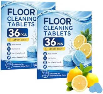 Floor Cleaner Tablets Hard Floors Deep Cleaning Solution for mopping, all purpose Dissolvable Cleaning pods for Tile, Vinyl, Hardwood, Compatible with Robot Mops & Wet/Dry Vacuums, Lemon (72)