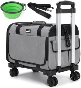 Pecute Cat Carrier Dog Carrier with Wheels Airline Approved, Pet Travel Carrier with Sunshade, Aluminum Alloy Tie Rod Silent Wheel, Pet Carrier Foldable for Cats Puppies(18" L x 12" W x 13" H)