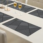 HOKIPO Pvc Set Of 6 Placemats For Dining Table - 45X30 Cm (Ar2157), Polyvinyl Chloride, Black