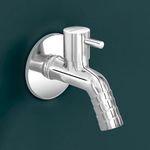 Plantex Washing Machine Tap with Wall Flange and Teflon Tape/3/4in Nozzle Bib cock Garden Tap-(1259-Mirror Chrome)