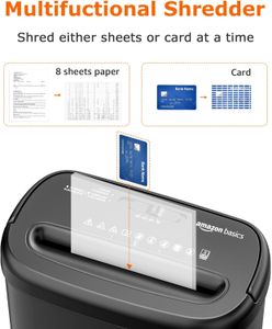 Amazon Basics 8-Sheet Paper Shredder – Cross-Cut for Home or Office