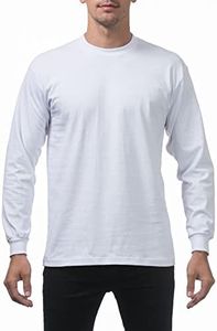 Pro Club Men's Heavyweight Cotton Long Sleeve Crew Neck T-Shirt, Medium, Snow White