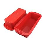 SILIVO Silicone Bread and Loaf Tins, Silicone Non Stick Baking Moulds Pan for Loaves, Breads, Cakes and Lasagna (1lb to 2lb loaf tin)(Rectangular Bread tin, 2 PCS 22 * 9 * 6 cm)