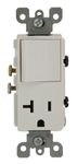 Leviton 5636-W 20 Amp, 120 Volt, Decora Style Single-Pole, AC Combination Switch, Commercial Grade, Grounding (White)