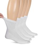 Dr. Scholl's Men's Big and Tall Diabetic and Circulatory Ankle 4 Pack Socks, White, 11-15