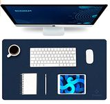 CONTACTS Multifunctional Non-Slip PU Leather Desk Mat/Mouse Pad | Ultra Thin Waterproof Desk Writing Mat for Office, College, School, Home (30" X 15", Deep Blue)