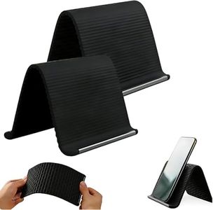 AULCTR 2026 Upgrade Portable Foldable Silicone Phone Holder, Universal Flexible Silicone Aluminum Phone Holder Stand, Premium Ergonomic Adjustable Anti-Slip Stand for Phone Tablet Laptop (2, Black)