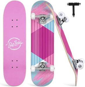 BELEEV Skateboard 31x8 per Principianti, Bambini, Adolescenti e Adulti, Completo Pro Cruiser Skateboard per Ragazza Ragazzo, Acero Canadese a 7 Strati, Doppio Vassoio Concavo, con Strumento a T