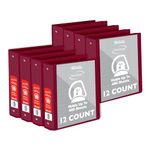 BAZIC 3 Ring Binder 2" View Binders Slant D Ring Organizer - Burgundy, Hold 480 Sheets Paper, for School Office Home, 12-Count