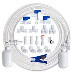 ESHIONG NSF Certified 1/4" O.D. Push to Connect Fittings for RO (Reverse Osmosis) Water Filter（with Water Float Ball Valve）19 pcs+30 feet 1/4" Water tubing.