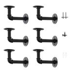 Aunulahca 3/4" Industrial Pipe Shelf Brackets (6 Pack Black) for 8 10 12 14 inches Board, Black Iron Floating Shelf Brackets Heavy Duty Industrial DIY L Shaped Pipe Brackets for Wood Floating Shelving