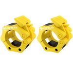 Barbell Collars (Pair) – Locking 2" Olympic Size Weight Clamps - Quick Release Collar Clips – Bar Clamps Great for Weight Lifting, Olympic Lifts and Strength Training (Yellow)