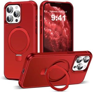 SKYLMW Compatible with iPhone 11 Pro Max Case with Invisible Magnetic O-Ring Stand Military-Grade Case for iPhone 11 ProMax 6.5" [Compatible with Mag-Safe][Great Grip Feeling], Red