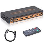 Sense Hometek HDMI Switch 4k, 5-in-1 HDMI Splitter with IR Remote, 4K 60hz, HDCP 2.2, UHD, HDR for Compatible Devices