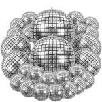 26 PCS Disco Ball Balloons Different Sizes 4D Large Disco Balloons10 Inch 15 Inch 22 Inch Silver Disco Balloons for Disco Party Supplies