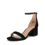 DREAM PAIRS Women's Low-Chunk Low Heel Pump Sandals with Ankle Strap,Size 9,Black/Nubuck,Low-Chunk