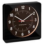 Marathon Jumbo Silent Sweep Studio Wall Clock | 12” Square Non-Ticking Analog Wall Clock | Easy to Read | Auto Backlit | Ideal for Studios & Offices