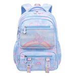 VIDOSCLA Coloful Girls School Backpack BookBags for Teens Butterfly& Rainbow Pink-L