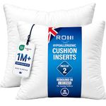 Rohi Set of 2 Hypoallergic Cushion Inner Pads (Pack of 2) 18" x 18" (45cm x 45cm) Cushion Insert Decorative Square Pillow Stuffer for Sofa Couch Cushions