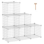 C&AHOME Wire Storage Cubes, Metal Grids Book Shelf, Modular Shelving Units, Stackable Bookcase, 6 Cubes Closet Organizer for Home, Office, Kids Room, 36.6”L x 12.4”W x 36.6”H White