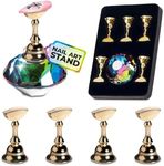 Nail Art Practice Stands, Magnetic Nail Tips Holders Fingernail Display Stands with 5 Pieces Alloy Practice Stand and One Crystal Base for DIY Nail Art Practicing Manicure tools