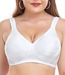 wirarpa Women's Wirefree Bra Non Padded Full Coverage Support Minimizer Plus Size Bralette White 38G 1 Pack