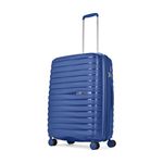 Skybags Polypropylene Float Max Check-in Trolley Bag - Medium, 66cms | Premium Hard-Sided Luggage for Travel with Smooth 8 Wheels Double Spinner & Flushed TSA Lock - Blue