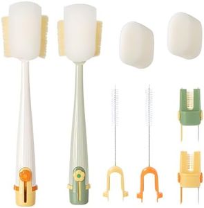 5 in 1 Bottle Cleaning Brush, Multifunctional Water Bottles Cleaner Brushs Portable Bottle and Lid Cleaning Brush Tool, Straw Cleaner Brushs for Bottles Tumblers Glass Cups (2, Mix)