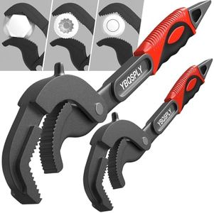 YBQSPLY Pipe Wrench Set, 10” and 15” Self Adjusting Wrench 2-Piece Plumbing Tools - Pipe Vise Wrench Basin Wrench for 0.55“-2.48”/14-60mm Standard Nuts, Irregular Nuts, Pipes Use