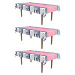 Beistle 3 Piece 50's Theme Soda Shop Tablecovers, 54" x 108" - Retro Sock Hop 1950's Party Decorations, Celebrating with You Since 1900, Light Blue/Pink/White/Silver