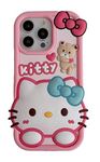 Case Creation for iPhone 12 Pro 3D Cartoon Hello Kitty Case,Full Protective Bow Cat Girly Kitty Doll Back Case Teddy Bear Cute Soft Silicone Stylish Fashion Aesthetic Cover for Apple iPhone 12 Pro