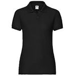 Fruit of The Loom Womens Lady-Fit 65/35 Short Sleeve Polo Shirt (L) (Black)